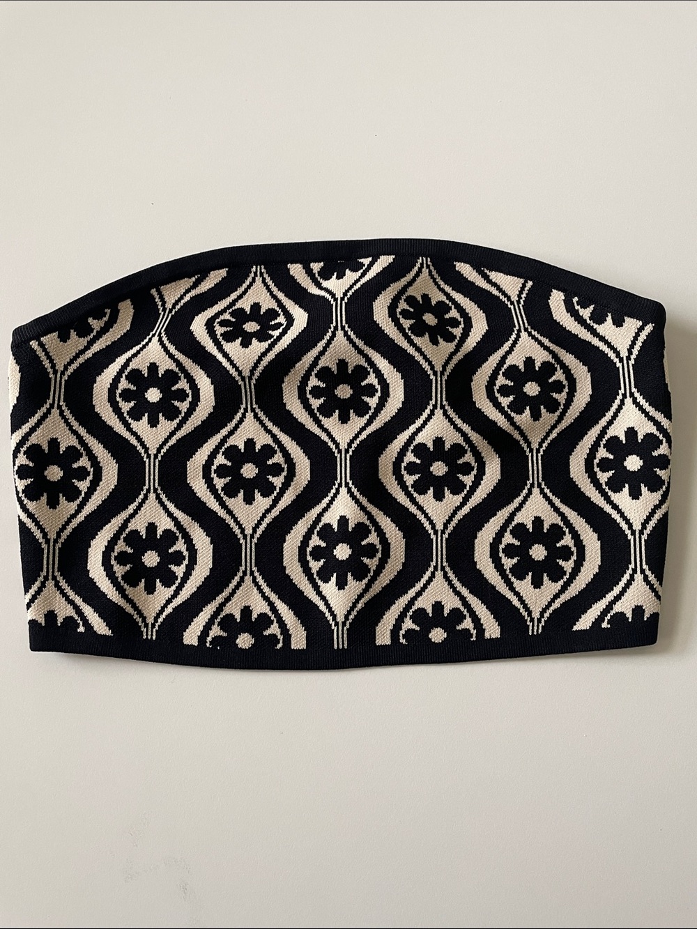 Black Cream‎ Size US 6 Patterned Tube Top Retro Floral Funk